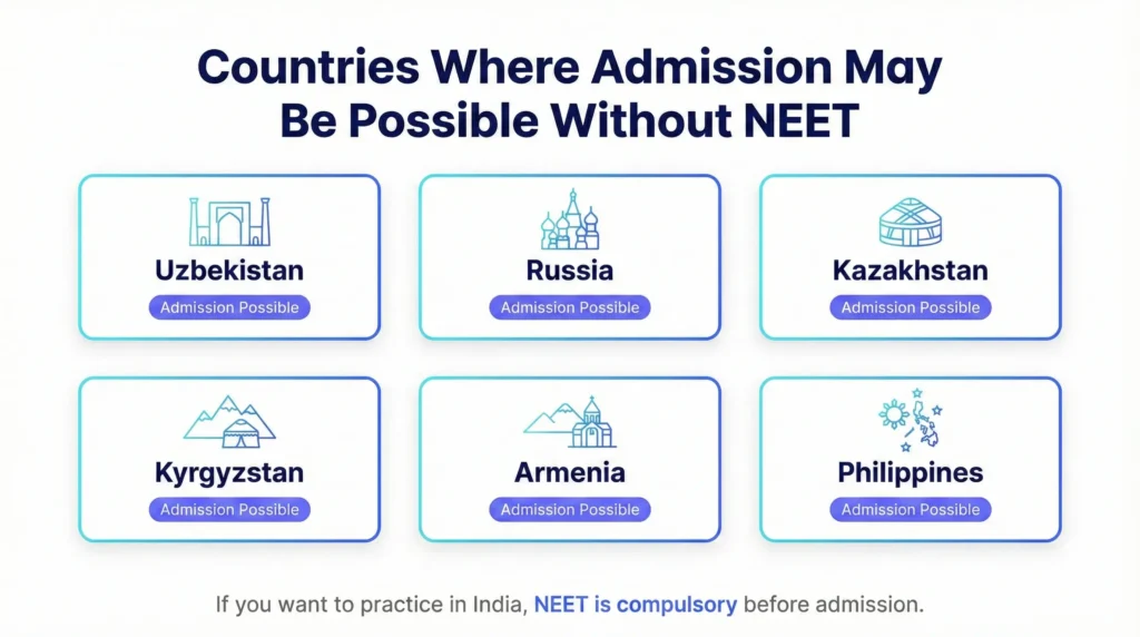 Countries offering MBBS admission without NEET for students planning to settle abroad