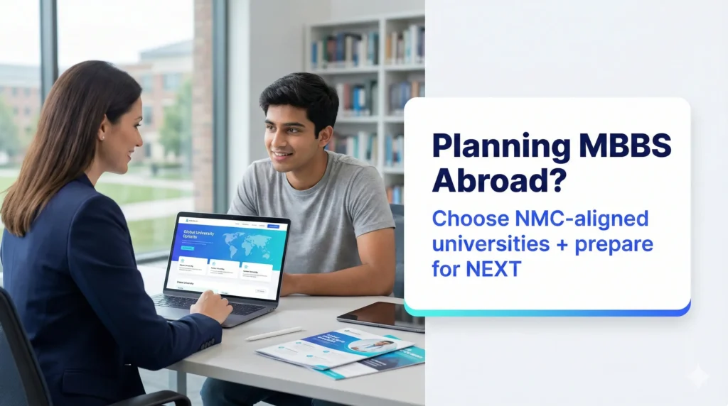 MBBS abroad guidance for NMC aligned universities and NEXT exam preparation support