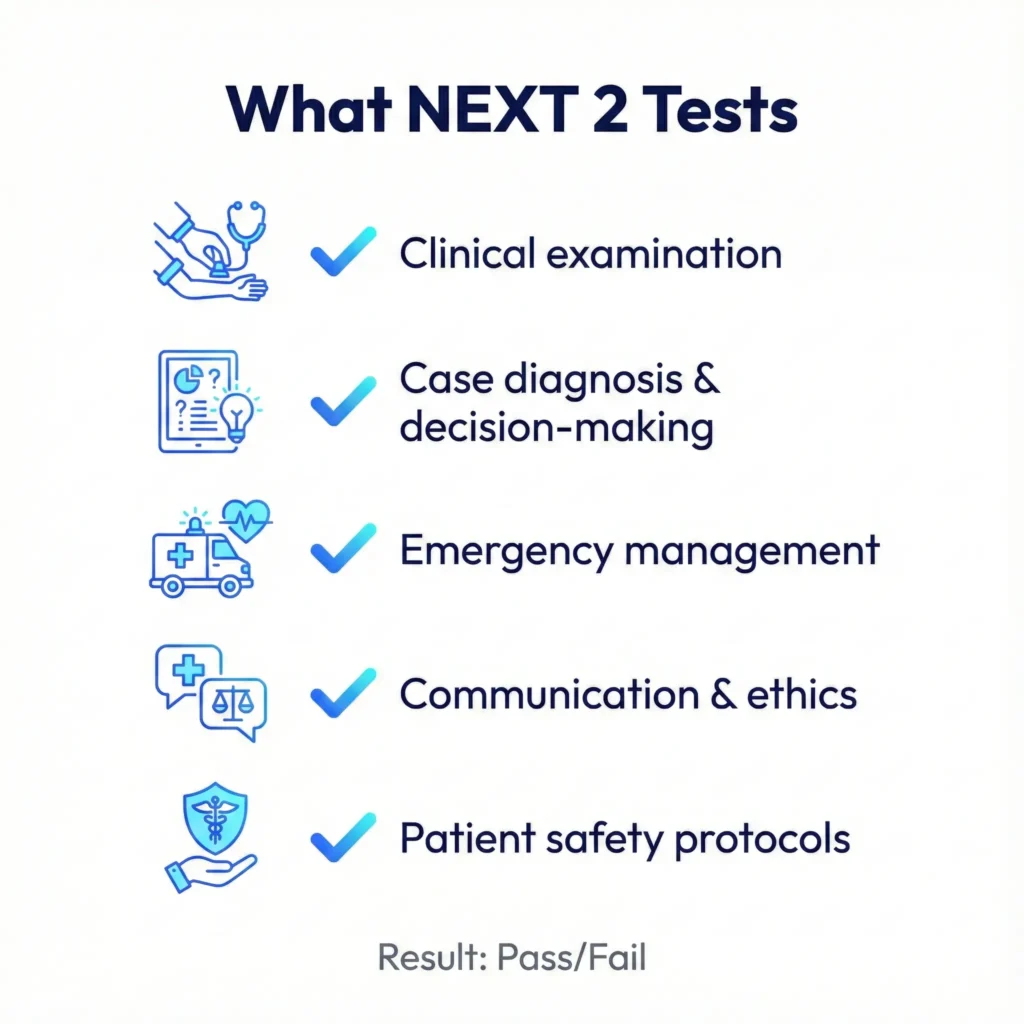 NEXT 2 tests clinical skills OSCE bedside exam communication ethics emergency response
