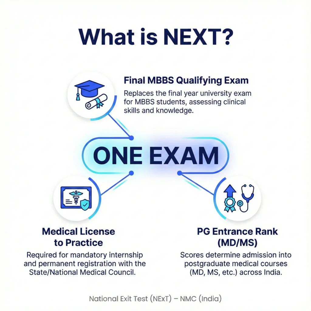 What is NEXT exam in India - MBBS final exam, medical license, and PG entrance ranking